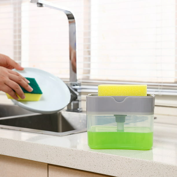 Innovative Soap Dispenser and Sponge Holder 2 in1,Countertop Soap Pump Dispenser